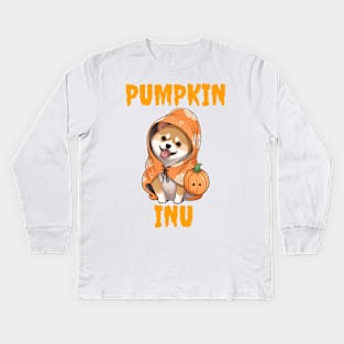 Pumpkin Shiba Inu Halloween Design Kids Long Sleeve T-Shirt